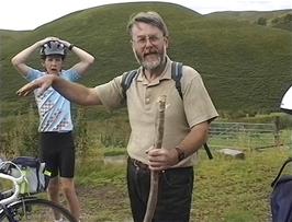 Our friendly warden, Roger Kidd, nicknamed "The Shepherd" by our youngsters, tells us what to expect on the track we are taking from Tyncornel youth hostel